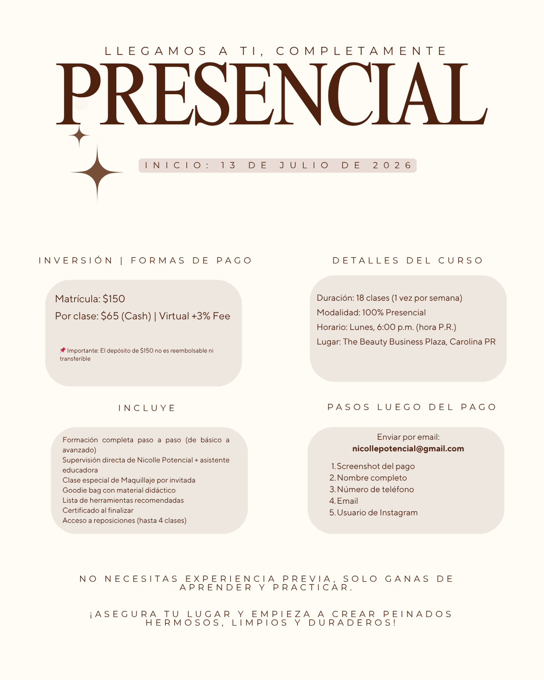 Elegant Hairstyle Program- Matrícula (Clases comienzan el 13 de julio de 2026)