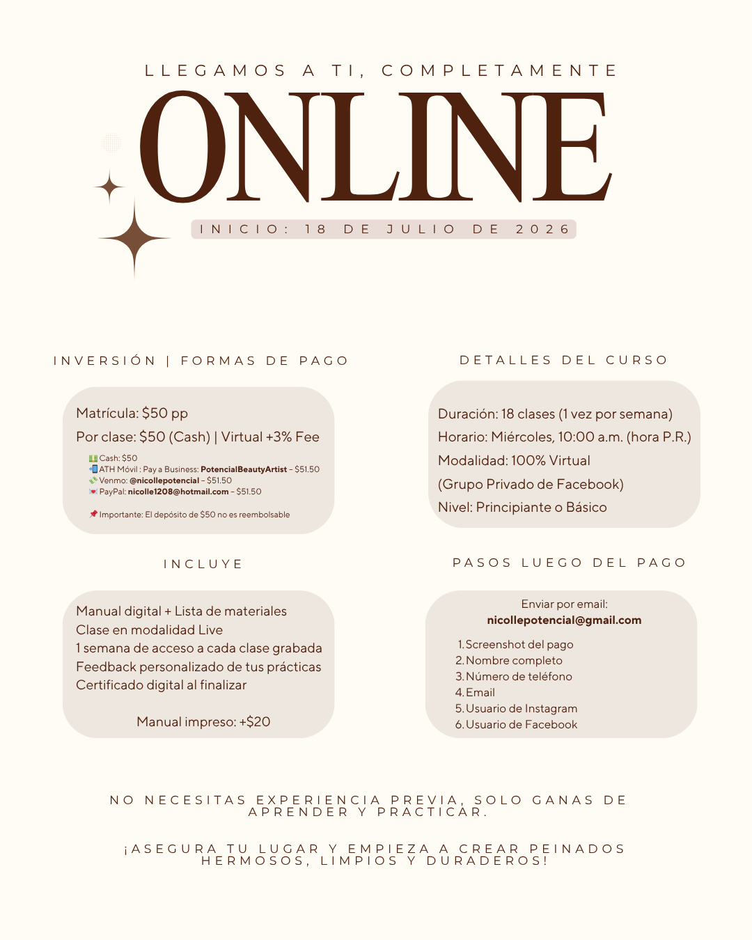 Programa Online de Peinados Elegantes – Matrícula (Clases comienzas el 22 de julio de 2026)